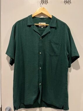 NEW Bather Label Forest Green Linen Shirt Size XL